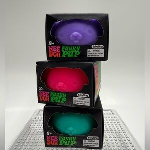 NeeDoh funky pups (3) purple pink teal